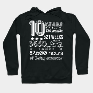 10 Years Old 10th Birthday Funny Old School 120 Month Hoodie